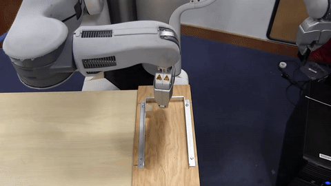 Figure 1: Willow Garage PR2 robot performing physical conformant manipulation to arrange blocks into tight arrangements under pose uncertainty without visual feedback. | Watch Full Video Demonstration on YouTube ↗ | https://www.youtube.com/watch?v=omdHFeBBYZ0#no-embed